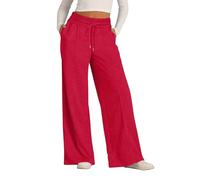 zoocco Pantaloni Uomo Sportivi, High Waisted Wide Leg Sweatpants with Pockets for Office Travel Sports Everyday Life (Red,S)