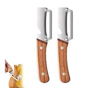 zoocco Peeler Knife, Stainless Steel Peeler With Wooden Handle, Sharp Blade for Potato Apple Carrot Kitchen Tool (2 PCS)