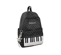 zoocco Piano Backpack, Polka Dot Music Backpack with Star Charm, Y2K Cute Bag for Girls, Nylon Daypack with Tablet Compartment (Black)