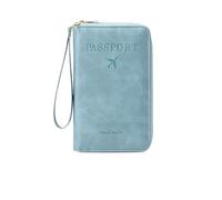 zoocco Porta Passaporto da Viaggio, RFID Passport Wallet with Card Slots, Multi-Functional Passport Holder for Family, Business People, Travel Enthusiasts, Elderly Travelers (Sky Blue)