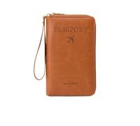zoocco Porta Passaporto da Viaggio, RFID Passport Wallet with Card Slots, Multi-Functional Passport Holder for Family, Business People, Travel Enthusiasts, Elderly Travelers (Brown)