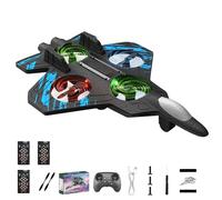 zoocco RC Jet for Kids & Beginners with 360° Flips, Dual-Speed Foam RC Plane, LED Remote Control Airplane Toy for Outdoor Family Fun (Blue +3 Battery)