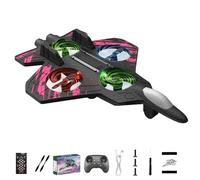 zoocco RC Jet for Kids & Beginners with 360° Flips, Dual-Speed Foam RC Plane, LED Remote Control Airplane Toy for Outdoor Family Fun (Red +1 Battery)