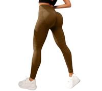 zoocco Resistance Band Leggings for Women, Anti Cellulite Leggings, 3D High Waisted Butt Lifting Slimming Yoga Pants (Brown,XXL)