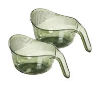 zoocco Rice Strainer with Handle, Easy Rinsing & Draining Tool for Daily Cooking, Rice Washing Bowl and Strainer for Home Kitchens (2 PCS Green)