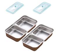 zoocco Scatole Bento, Reusable Snack Containers with Lids, Stainless Steel Snack Containers Double Compartment, lunchable snacks container for School, Travel & Meal Prep (AA)