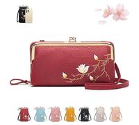 zoocco Shamfreshen Women Sling Cross-Body Wallet, Versatile Compartments Generic Mobile Phone Bags, Stylish & Functional for Your Wife Gift (Burgundy)