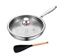 zoocco Titanium Pan, Hammered Titanium Alloy Frying Pan with Lid, Natural Non-Stick Titaniums Pans, Durable Titaniums Cookware for Home Kitchen, Camping, Apartment (28cm)