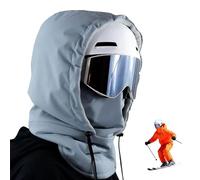 zoocco Waterproof Fleece Lined Hood, 3-In-1 Full Coverage Fleece Hood Face Mask with Drawstring for Snowboarding, Unisex Stay Warm This Winter (Light Blue)