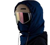 zoocco Waterproof Fleece Lined Hood with Drawstring, 3-in-1 Warm Fleece Hood Hat for Skiing, Hiking, Outdoor Work, Commuting (Dark Blue)