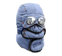 zoocco Winter Thermal Hat with Glasses, Windproof Ski Mask cap, Adjustable Outdoor Trapper Hat (Navy Blue)