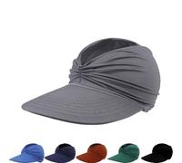 zoocco Women's UPF 50+ UV Protection Sun Visor Hat, Wide Brim Ponytail Hat, Foldable Beach cap for Golf & Travel (Gray)