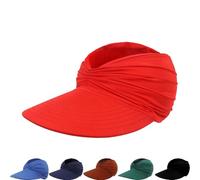 zoocco Women's UPF 50+ UV Protection Sun Visor Hat, Wide Brim Ponytail Hat, Foldable Beach cap for Golf & Travel (Red)