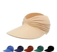 zoocco Women's UPF 50+ UV Protection Sun Visor Hat, Wide Brim Ponytail Hat, Foldable Beach cap for Golf & Travel (Camel)