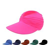 zoocco Women's UPF 50+ UV Protection Sun Visor Hat, Wide Brim Ponytail Hat, Foldable Beach cap for Golf & Travel (Rose Red)