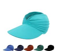 zoocco Women's UPF 50+ UV Protection Sun Visor Hat, Wide Brim Ponytail Hat, Foldable Beach cap for Golf & Travel (Lake Green)
