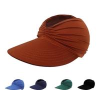 zoocco Women's UPF 50+ UV Protection Sun Visor Hat, Wide Brim Ponytail Hat, Foldable Beach cap for Golf & Travel (Brown)