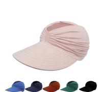 zoocco Women's UPF 50+ UV Protection Sun Visor Hat, Wide Brim Ponytail Hat, Foldable Beach cap for Golf & Travel (Pink)