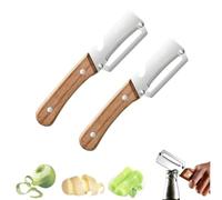 zoocco Zero Snag Wooden Peeler, 2-in-1 Multifunctional Vegetable Peeler, Premium Stainless Steel Blade Kitchen Tool, Zero Snag Wooden Kitchen Tool for Fruit, Potato, Pumpkin (2pc)