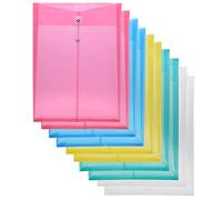 Zoohot Buste in plastica trasparente, espandibili, con chiusura a cordoncino, formato A4, espansione 3,8 cm, colori assortiti, confezione da 10