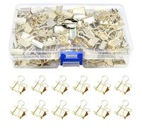 zoohot Clip pieghevoli in metallo, 15 mm, dorate, per scuola, ufficio, casa e artigianato, 180 pezzi