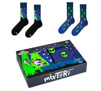ZOOKSY - Calze Estivi Colorate per Uomo Donna 2 Paia MixTury I Taglia (41-46) I in Scatola Perfetti per Essere Regalati I Calzini lunghi in Cotone I Calzini Unisex Fantasia I Motivo: UFO