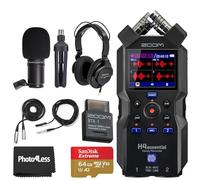 Zoom H4essential Handy Recorder Bundle con Zoom ZDM-1 Podcast Mic Pack con cuffie, parabrezza, cavo XLR e supporto da tavolo, adattatore Bluetooth Zoom BTA-1, scheda di memoria microSDXC da 64 GB e