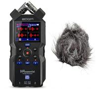Zoom H4essential - Registratore portatile a 4 tracce con bundle a 32-bit float e paravento peloso WSH-4E (H4essential + paravento)