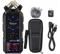 Zoom H6essential - Registratore audio portatile a 6 tracce a 32 bit float in bundle con pacchetto accessori APH-6e H6essential con schermo antivento peloso, custodia rigida imbottita, adattatore CA e