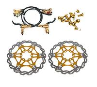Zoom idraulico freni a disco Mountain Bike Set MTB anteriore e posteriore Set con rotore a disco galleggiante 160mm e bulloni a colori (oro)