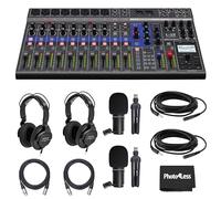 Zoom LiveTrak L-12 - Mixer digitale e registratore multitraccia con microfono dinamico Zoom ZDM-1 Podcast, cuffie ZHP-1, treppiede TPS-4, parabrezza, cavo XLR
