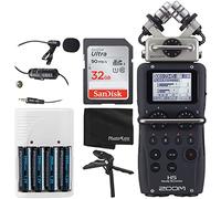 Zoom Registratore portatile H5 a 4 ingressi e 4 tracce con capsula microfonica X/Y intercambiabile + scheda di memoria da 32 GB + microfono a condensatore Lavalier + 4 batterie AA e caricabatterie +