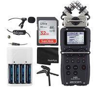 Zoom Registratore portatile H5 a 4 ingressi e 4 tracce con capsula microfonica X/Y intercambiabile + scheda di memoria da 32 GB + microfono a condensatore Lavalier + 4 batterie AA e caricabatterie +