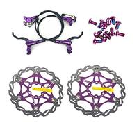 Zoom - Set di freni a disco idraulici per mountain bike, anteriore e posteriore, con rotore a disco flottante da 160 mm e bulloni colorati (viola)