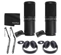 Zoom ZDM-1 - Microfono dinamico x2 + braccio braccio per trasmissione/webcast x2 + cuffie stereo x2 + panno di pulizia - Pacchetto di alta qualità