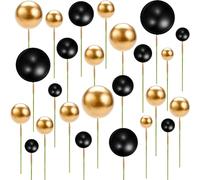 ZOOMPIL 108pcs Topper Torta Sfera in Schiuma, Topper Torta Palloncini, per Festa di Compleanno Anniversario Baby Shower da Te Decorazione di Torte (Oro Nero)