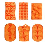 ZOOMPIL 6PCS stampi da Forno in Silicone per Halloween Stampi in Silicone di Cioccolato con Zucca Pipistrello Teschio Fantasma per Fare Torte, budini, cubetti di Ghiaccio, Barrette di Cioccolato