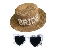 ZOOMPIL Cappello da Sole in Paglia per Sposa, Bride Cappello da Sole, Include Occhiali da Sole da Sposa, per Mrs. Wifey Honeymoon Summer Wedding Present