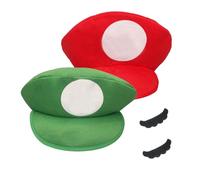 ZOOMPIL Cappy Classic cap, Unisex Berretto da Baseball, Include Cappello e Baffi, Perfetto per Carnevale e Cosplay (Rosso e Verde)