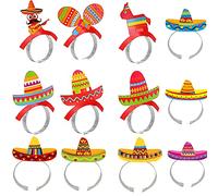 ZOOMPIL Cinco De Mayo Fiesta Sombrero Cerchietti,12 Pezzi Carnevale Decorazioni Cappellini Festa Compleanno,Sombrero Messicano Gadget Compleanno Bambini Cerchietto per Feste Messicane Bambina Ragazzo