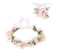 ZOOMPIL Fiori Corona Fascia Capelli, Corona di Fiori per Capelli Sposa, Corona di Fiori Per capelli Matrimonio con Bracciale, per Donne Ragazze Damigella Matrimoni Vacanza Festa