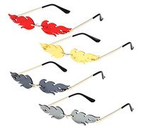 ZOOMPIL Flame Sunglasses, 4PCS Rimless Fashion Fire Flame Sunglasses, Frameless Sun Glasses For Women and Man per Compleanni, Viaggio,Laurea, Matrimonio o Bomboniere