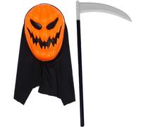 ZOOMPIL Maschera di Zucca di Halloween, Falce della Morte, Maschere di Zucca Horror per Cosplay di Carnevale e Feste di Demoni di Halloween