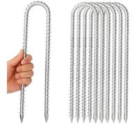 ZOOMPIL Picchetti di Ancoraggio a Terra, Pali per Armature Pesanti, J Gancio di Picchetti per Tenda in Acciaio Zincato per Tende da Campeggio, Trampolini, Tettoie, Altalene, 6 pezzi