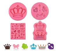 ZOOMPIL Stampo per Corona in Silicone, Stampo in Silicone a Forma di Corona, Corona Stampo Fondente, Per Biscotti Al Cioccolato, Cupcake e Torte, 4 Pezzi