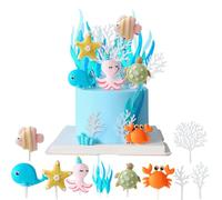 ZOOMPIL Underwater World Cake Toppers, Ocean Animals Cake Topper, 11pcs Creature Acquatiche Topper Torta, per bambini sotto il mare oceano mare mondo tema compleanno baby shower party Supplies