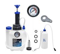 Zoomtools Kit di spurgo Freni Manuale 3L per Auto, Kit Cambio Liquido Freni con Serbatoio Raccolta 1L, 1 adattatori(E20) e Compatibile con la Maggior Parte dei Veicoli Europei (1 Adattatori)