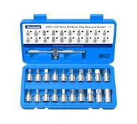 Zoomtools Set chiavi scarico olio professionale, 21 pezzi, 3/8" 5/16", strumento rimozione viti olio, clip scatola immagazzinaggio, CR-V