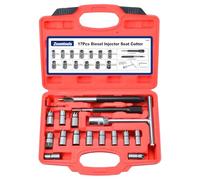 Zoomtools, set da 17 frese per sedi di iniettori diesel, kit di pulizia per sedi di iniettori, strumento di pulizia per sedi di iniettori, strumento per rimozione del carbonio