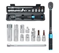 Zoomtools Set di chiavi dinamometriche a cricchetto regolabili da 3/8", 5-60 Nm, con prese da 8-10-14-16 mm, adattatori da 1/2" e 1/4" per auto, moto, camion